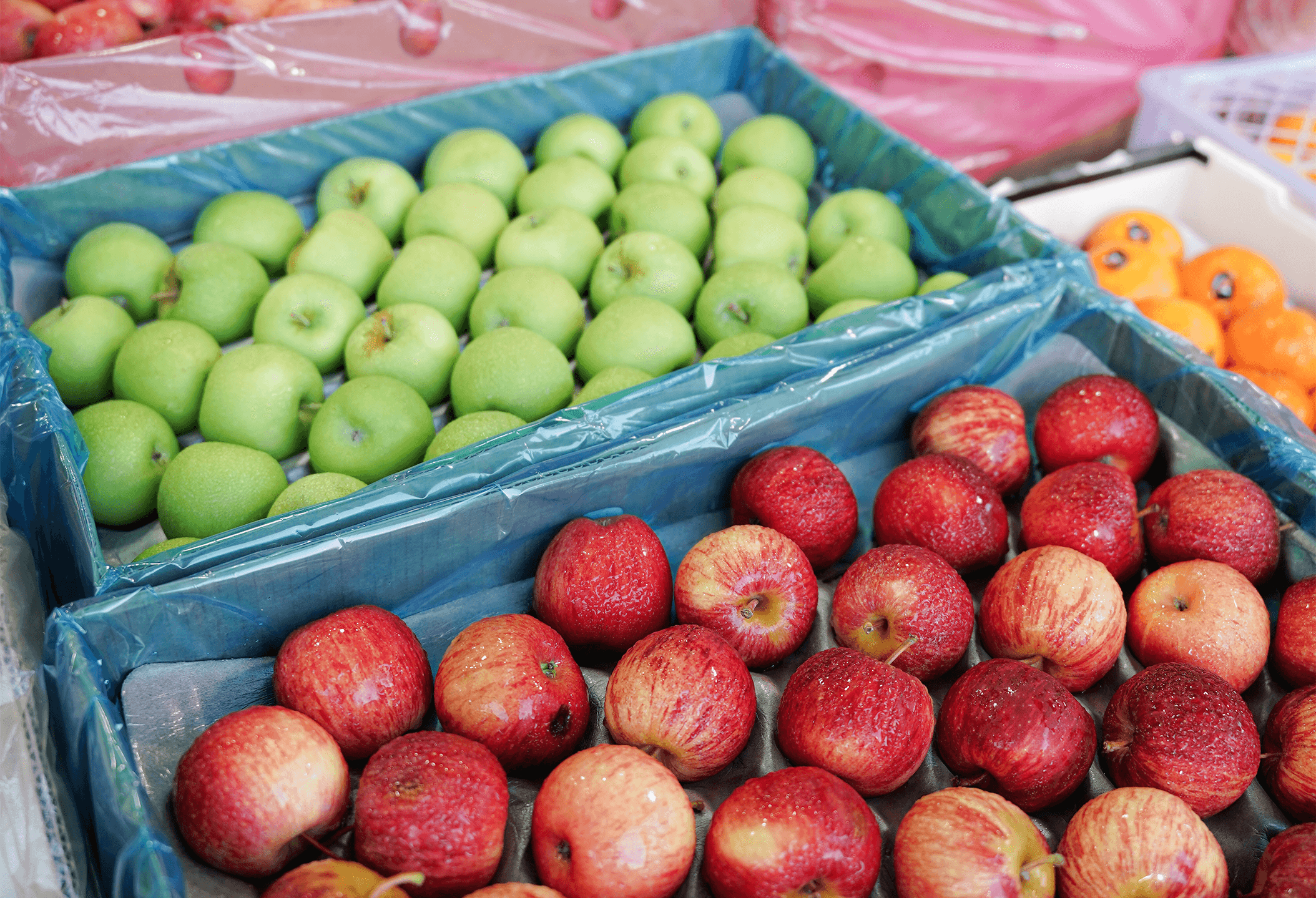 Assorted fresh fruits prepared for commercial customers